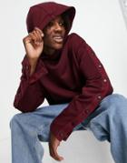 Asos Design Set Oversized Hoodie With Snaps In Burgundy-red