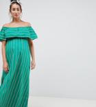 Asos Design Maternity Bandeau Maxi Dress In Stripe - Multi