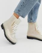 Asos Design Global Lace Up Glitter Rain Boots - Multi
