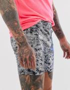 Asos Design Festival Super Short Jersey Skinny Shorts In Foil Snake Print - Gray