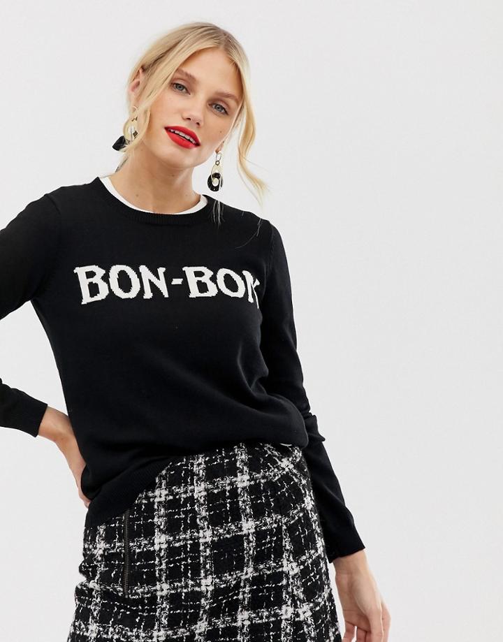 Oasis Slogan Sweater In Black - Black