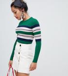 New Look Petite Knitted Stripe Top - Green