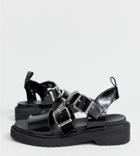 Asos Design Wide Fit Fate Chunky Flat Sandals-black