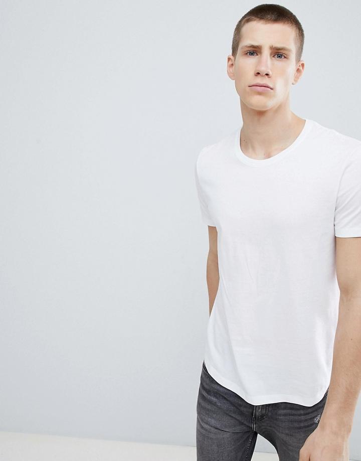 Esprit Longline T-shirt In White With Crew Neck - White