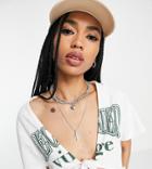 Reclaimed Vintage Inspired Tie Front Varsity T-shirt-white