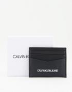 Calvin Klein Jeans Leather Cardholder With Logo In Black