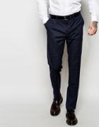 Sisley Slim Fit Mini Plaid Suit Pants - Navy