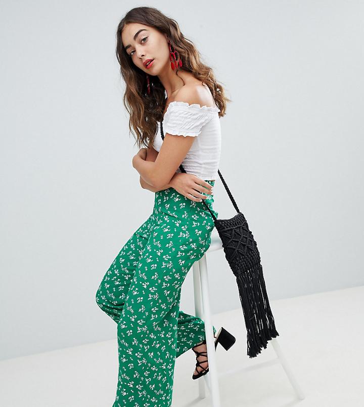 New Look Printed Wide Leg Pants-green