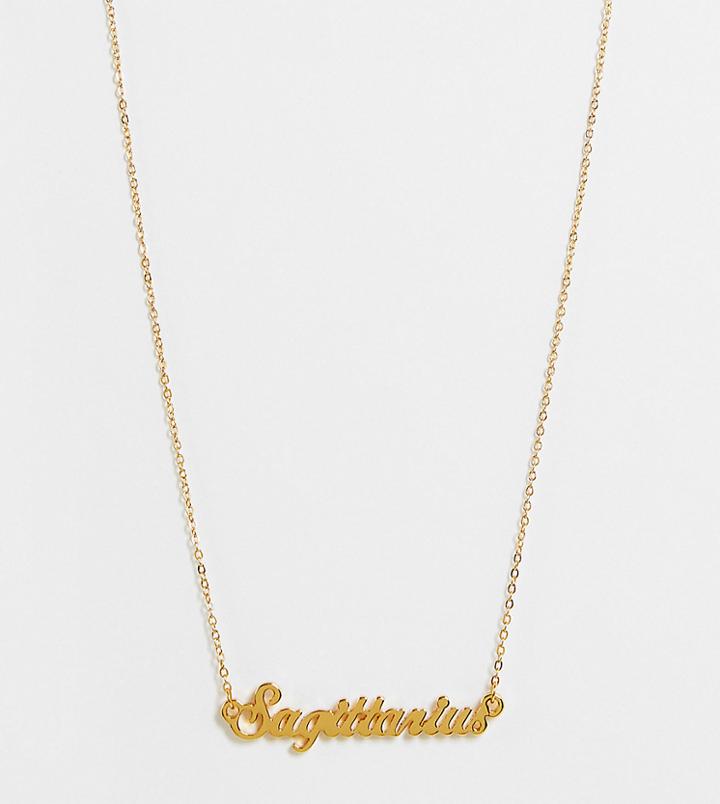 Asos Design 14k Gold Plated Necklace With Zodiac Sagittarius Pendant