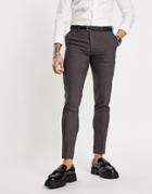 Asos Design Super Skinny Smart Pants In Lilac Pin Dot-gray