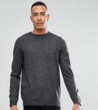 Asos Tall Crew Neck Sweater In Charcoal - Gray