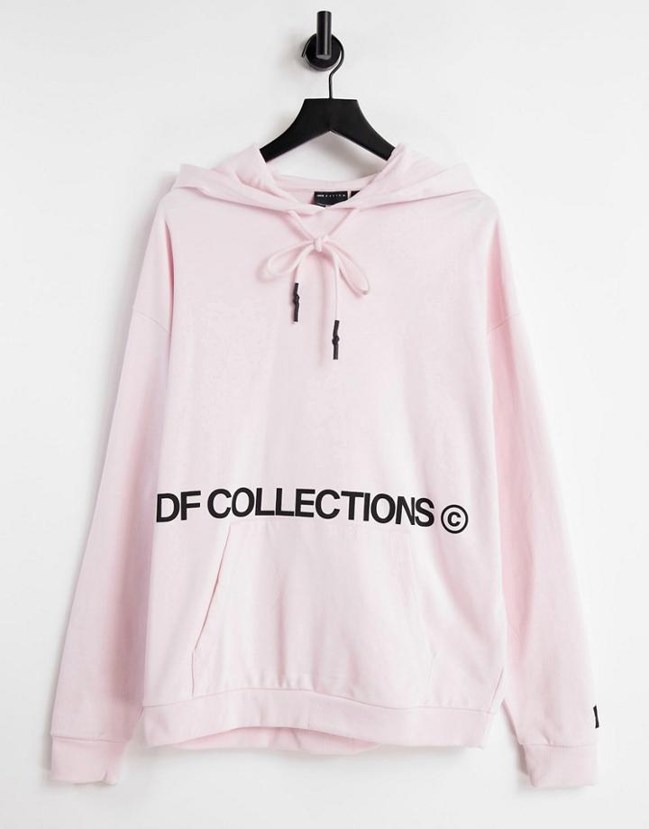 Asos Dark Future Oversized Hoodie In Pink With Logo Prints - Part Of A Set