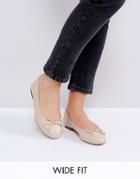 Asos Lifesaver Wide Fit Leather Ballet Flats - Beige