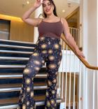 Rokoko Plus Flared Pants In Celestial Print-multi