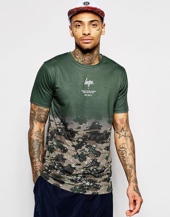 Hype T-shirt In Faded Paint Splatter Camo - Gray