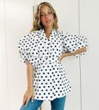 Asos Design Petite Polka Dot Sleeve Drama Open Back Blazer-multi