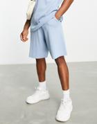 Asos Design Milano Knit Basketball Shorts In Blue - Part Of A Set