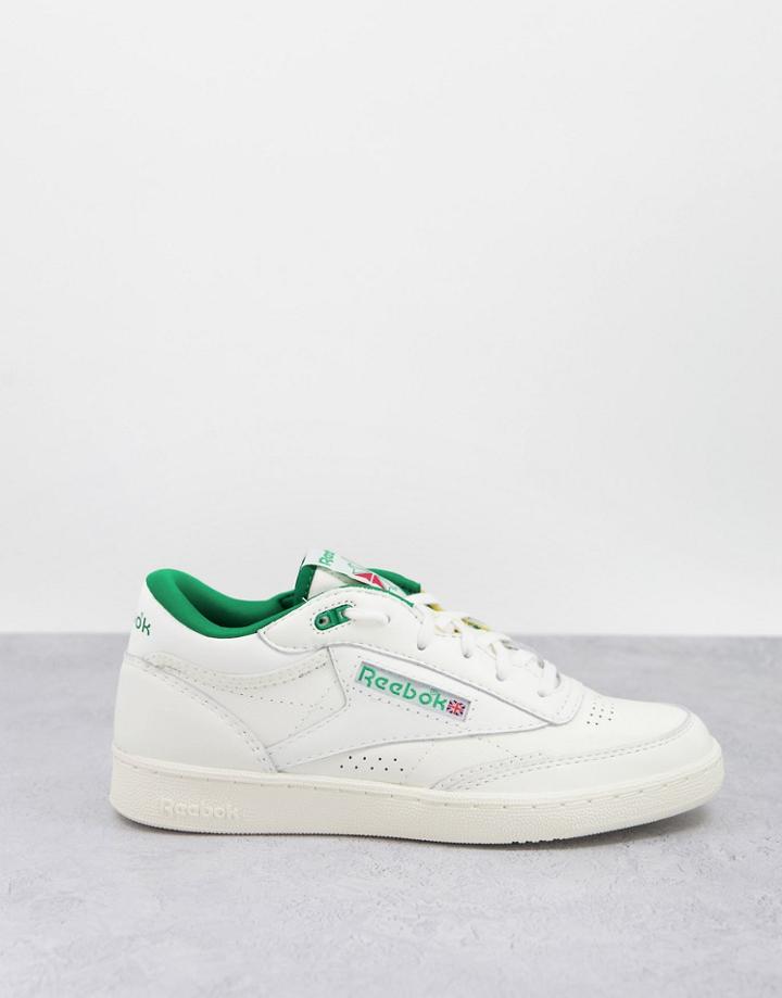 Reebok Club C Mid Ii Sneakers In Chalk And Green-white