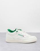 Reebok Club C Mid Ii Sneakers In Chalk And Green-white