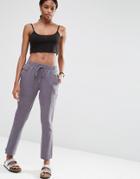 Asos Washed Casual Pants With Poppers - Dark Gray