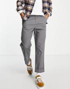 Asos Design Skater Chinos With Deep Turn Up In Charcoal-gray