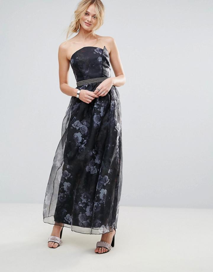 Little Mistress Organza Maxi Dress - Black
