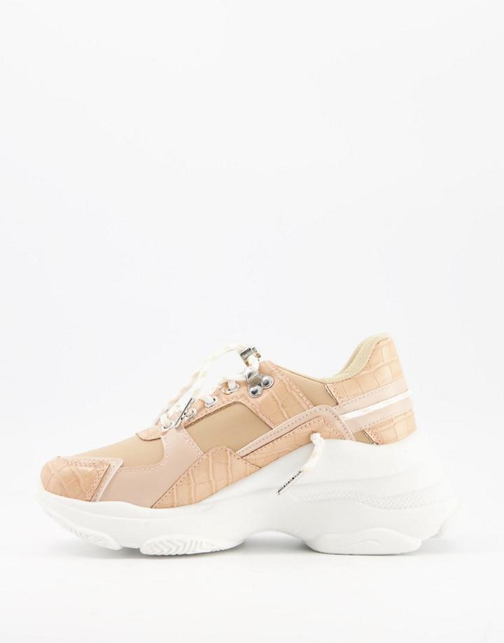 Raid Ibiza Chunky Sneakers In Beige Snake-neutral