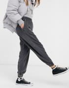 New Look Acid Wash Cuffed Sweatpants In Gray-grey