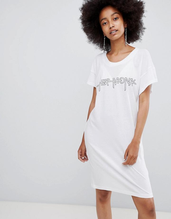 Cheap Monday Hacker Outline Media T-shirt Dress - White