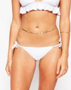 Asos Tie Side Frill Back Bikini Bottom - White