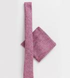 Asos Design Wedding Slim Tie & Pocket Square In Textured Lilac