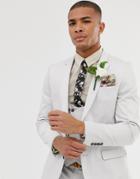 Asos Design Wedding Skinny Suit Jacket In Stretch Cotton In Ice Gray
