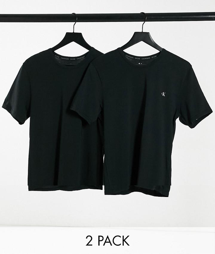 Ck One 2 Pack Chest Logo Crew T-shirts In Black