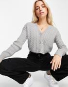 Hollister Balloon Sleeve Cardigan In Gray-grey