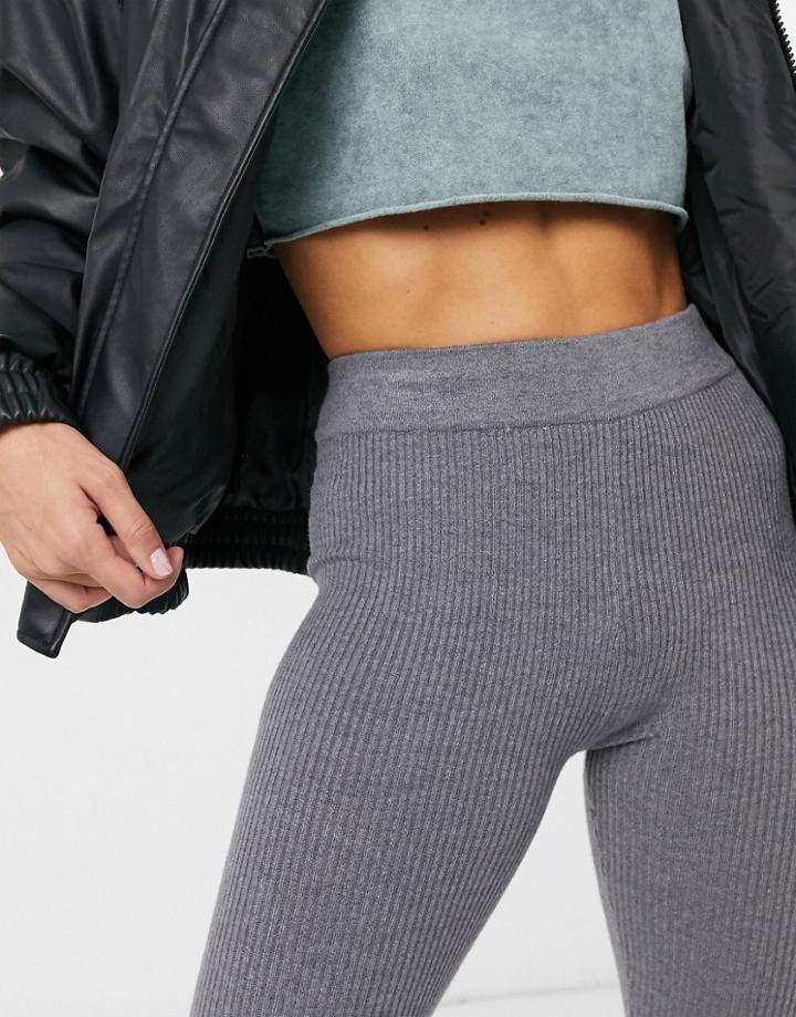 Stradivarius Knitted Leggings Co-ord In Gray-grey