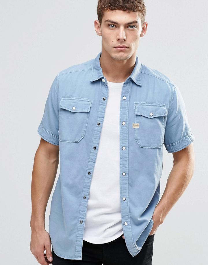 G-star Landoh Denim Shirt Short Sleeve - Lt Cloud