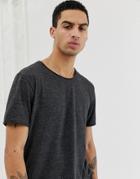 Weekday Dark Raw Edge T-shirt In Gray