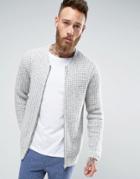Asos Heavyweight Knitted Bomber In Textured Yarn - Gray