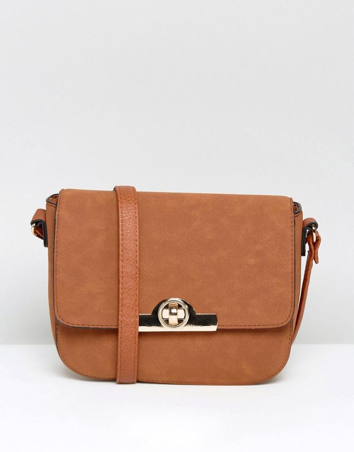New Look Round Lock Saddle Bag - Tan