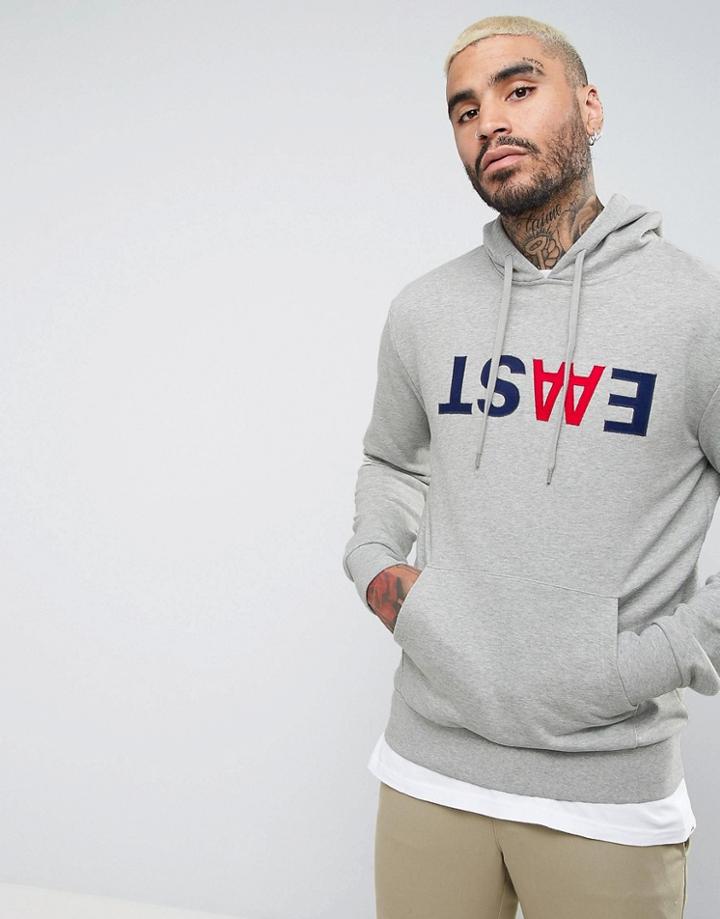 Wood Wood Heathrow Hoodie With Large Logo - Gray