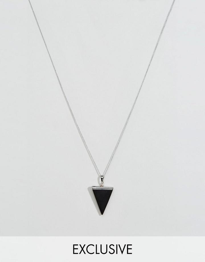 Reclaimed Vintage Blank Triangle Pendant Necklace - Silver