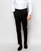 Hart Hollywood By Nick Hart 100% Wool Tuxedo Pants In Slim Fit - Black