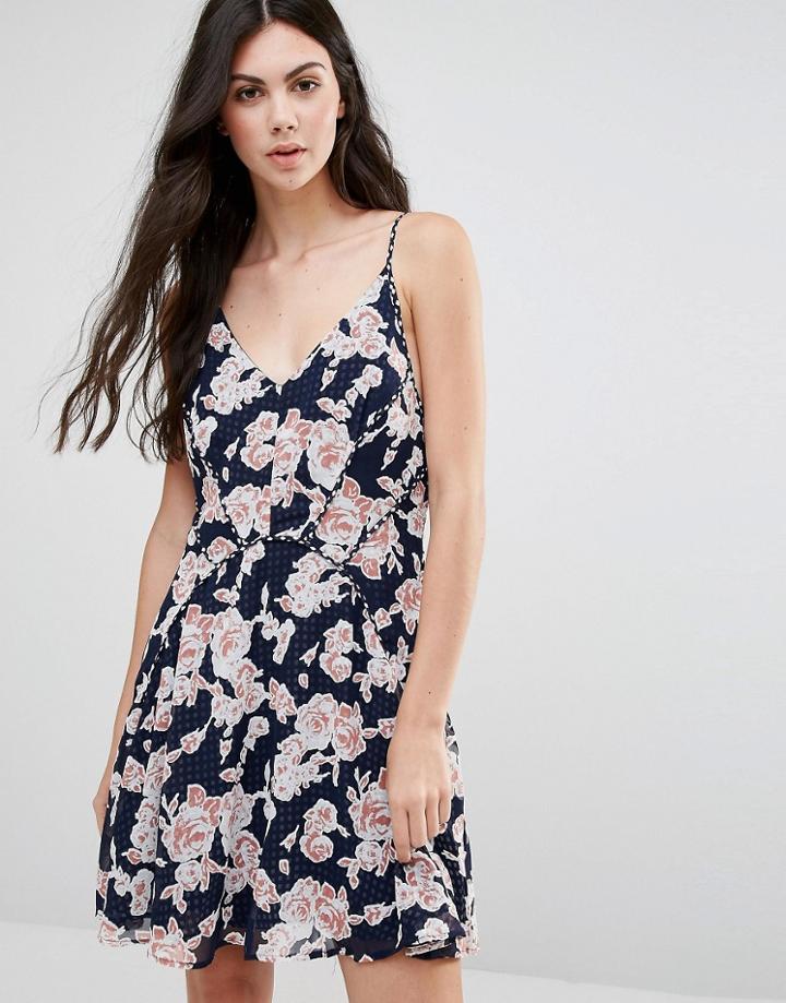 Greylin Serina Print Skater Dress - Navy