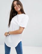 Asos Ultimate Curved Hem Boyfriend T-shirt - White