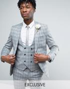 Noose & Monkey Super Skinny Wedding Suit Jacket In Check - Gray