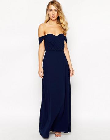Jarlo Florance Off Shoulder Maxi Dress - Navy