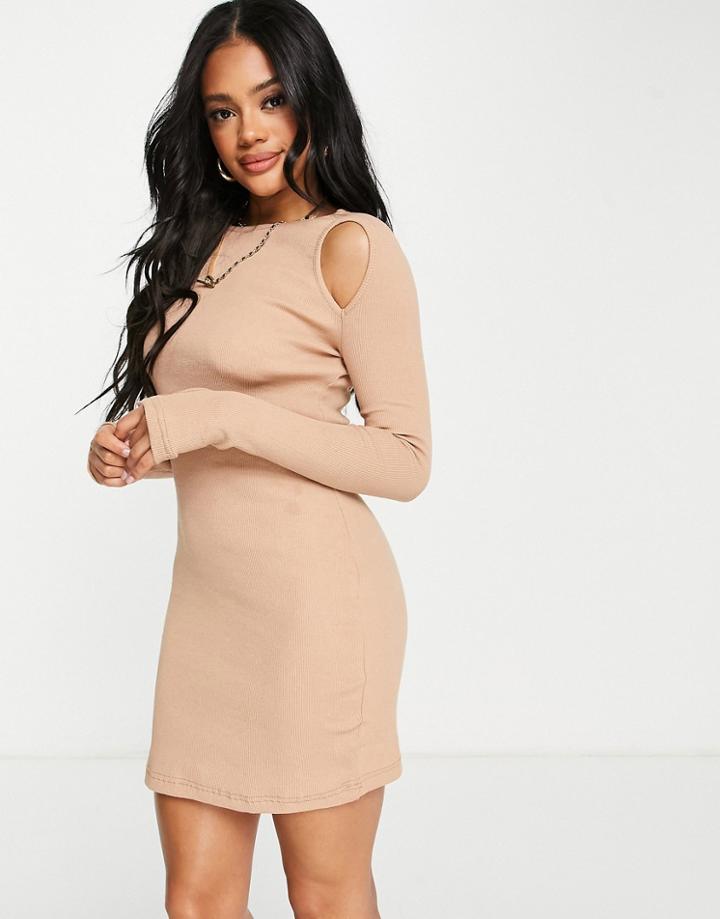 Trendyol Cut Out Mini Dress In Camel-brown