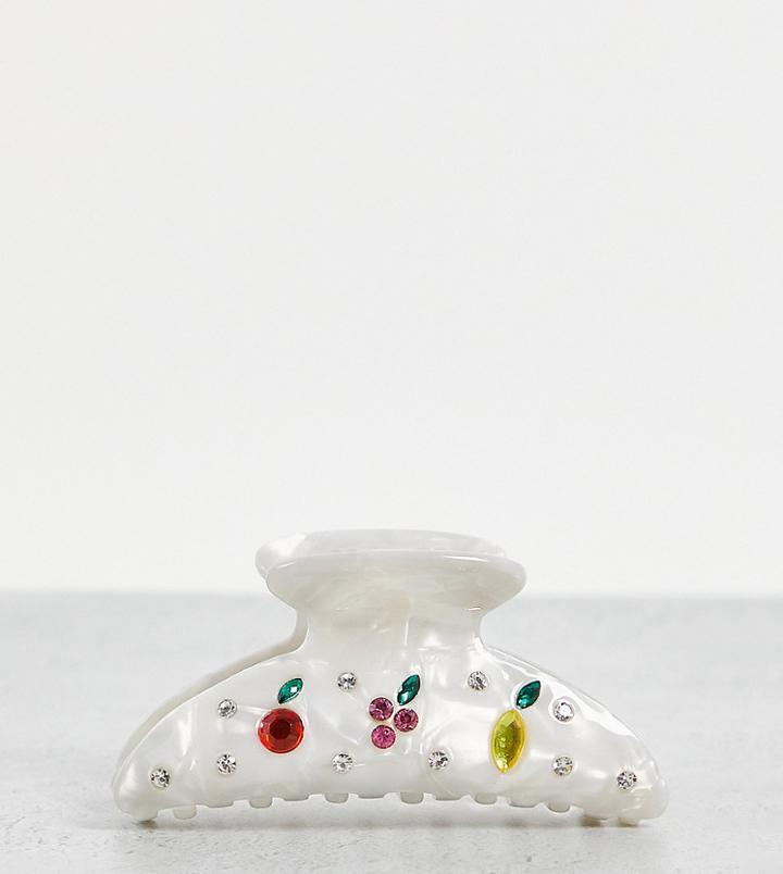 Reclaimed Vintage Inspired Gem Jaw Clip-white