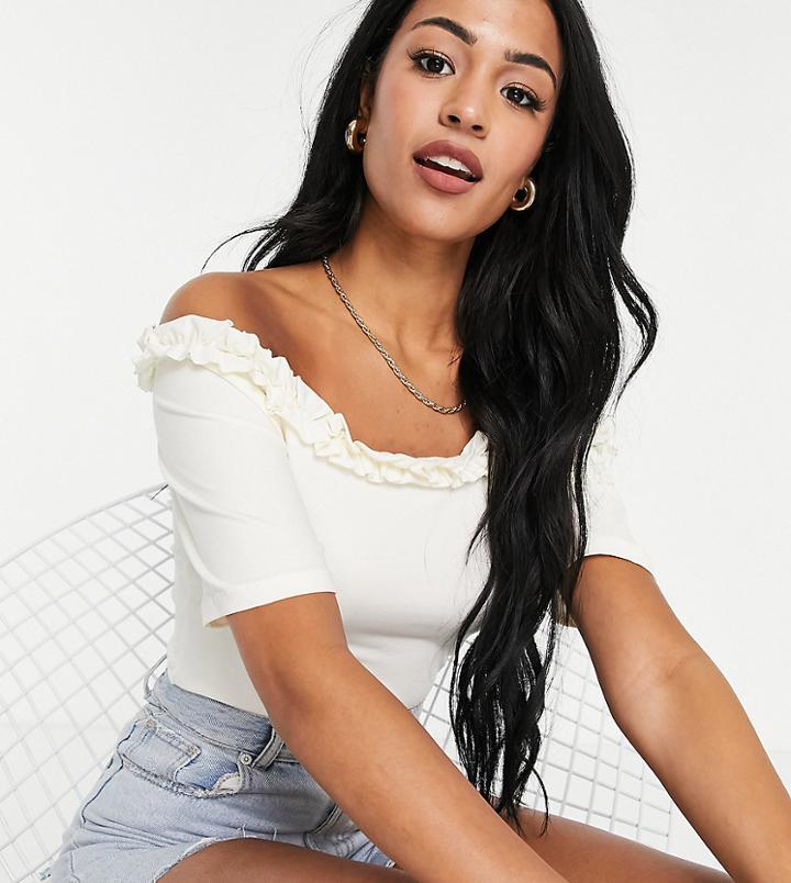 Pieces Tall Lettuce Hem Top With Ruffles In White