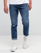 New Look Slim Tapered Jeans In Mid Wash Blue - Blue